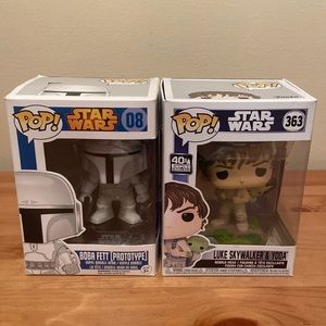 Star Wars Funko Lot (5):Luke&Yoda, 2 Boba Fett’s, Stormtrooper & Tobias Beckett.